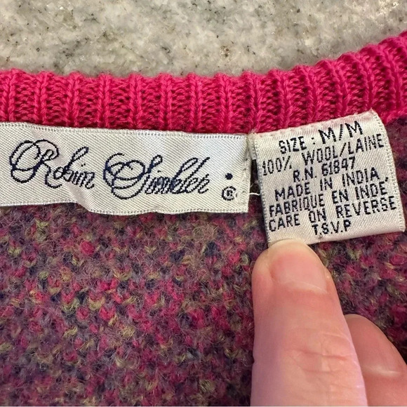 Robin Sinkler Vintage Pink Plaid Wool Button Vest Size Medium - Picture 6 of 8